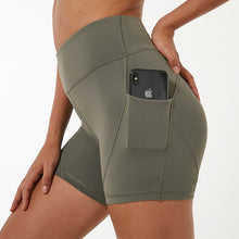Load image into Gallery viewer, Soft Nylon High Waist Shorts Women with Side and Waist Pockets