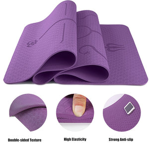 TPE Non Slip Soft Environmental Yoga Mat with Body Position Lines