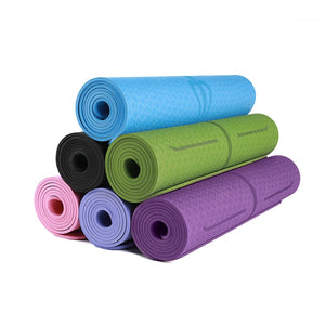 TPE Non Slip Soft Environmental Yoga Mat with Body Position Lines