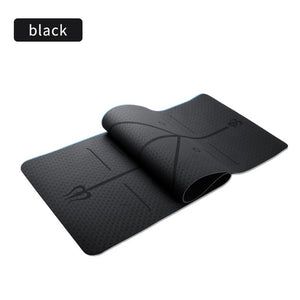 TPE Non Slip Soft Environmental Yoga Mat with Body Position Lines