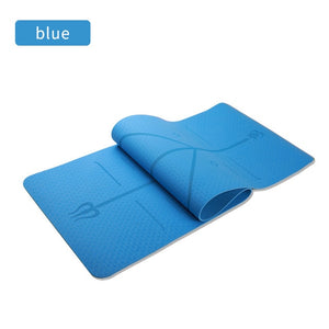 TPE Non Slip Soft Environmental Yoga Mat with Body Position Lines