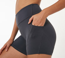 Load image into Gallery viewer, Soft Nylon High Waist Shorts Women with Side and Waist Pockets
