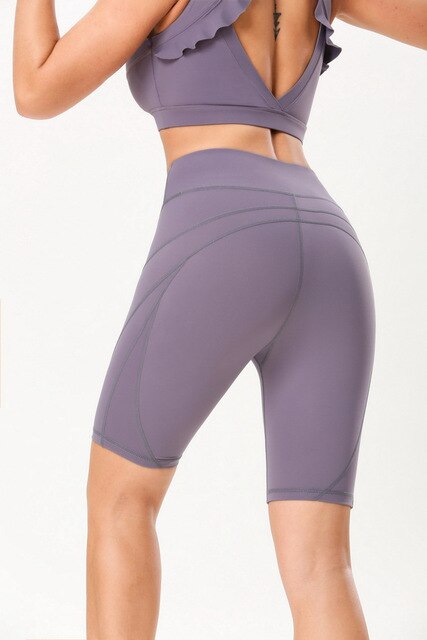 Knee Length High Waist Yoga Shorts