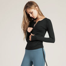Load image into Gallery viewer, Half Zip Long Sleeve Slim Fit Yoga Shirt