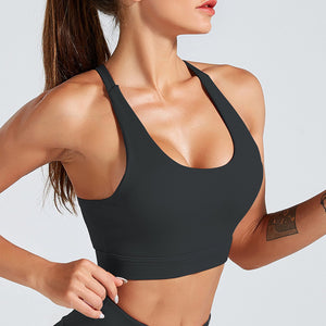 Medium Support Sports Bra with Cross Over Straps Back