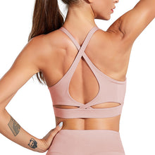 Load image into Gallery viewer, Medium Support Sports Bra with Cross Over Straps Back