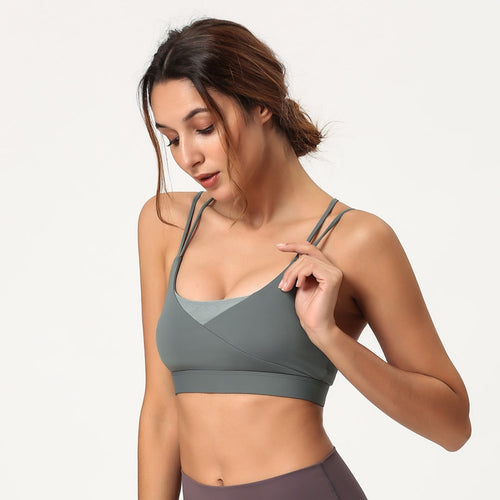 Deep V-neck Patchwork Yoga Bra