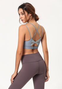 Deep V-neck Patchwork Yoga Bra