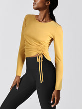 Load image into Gallery viewer, Tight-cut Long Sleeve Tee Top With Drawstring On The Side