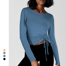 Load image into Gallery viewer, Tight-cut Long Sleeve Tee Top With Drawstring On The Side