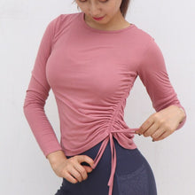 Load image into Gallery viewer, Tight-cut Long Sleeve Tee Top With Drawstring On The Side