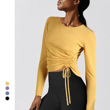 Load image into Gallery viewer, Tight-cut Long Sleeve Tee Top With Drawstring On The Side